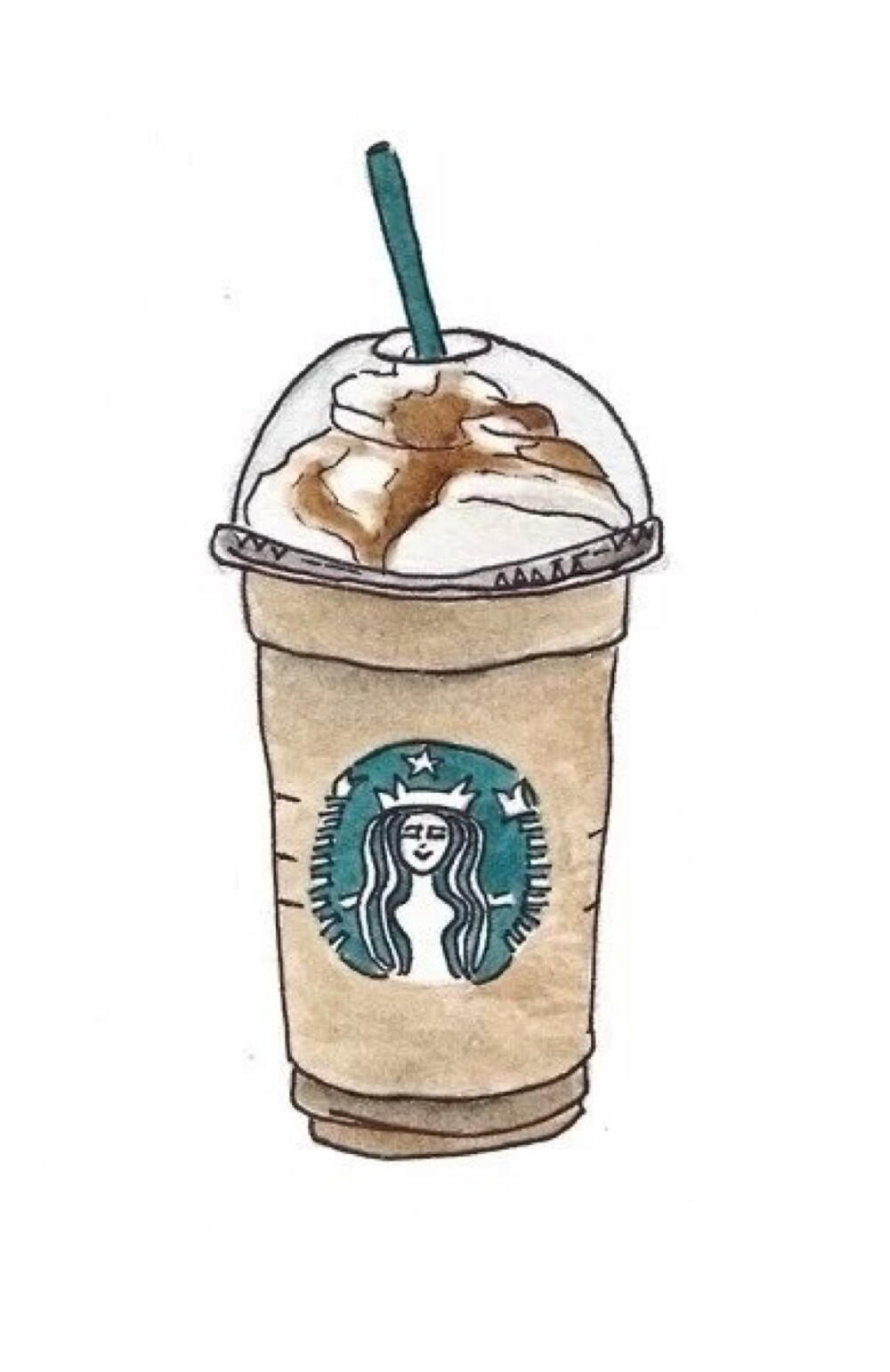 小清新壁纸。starbucks。插画＊黑白。