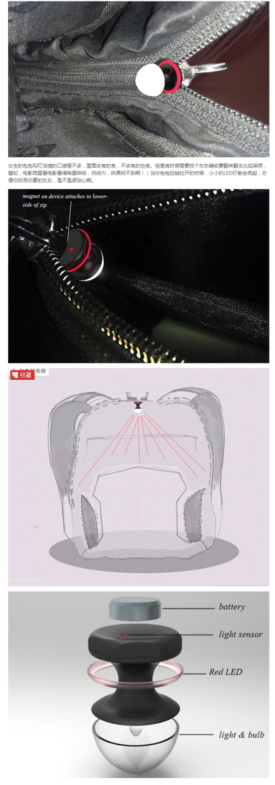 贴心的拉链小灯