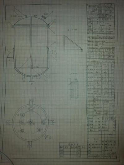 大学课程设计，反应釜设计，最后大图