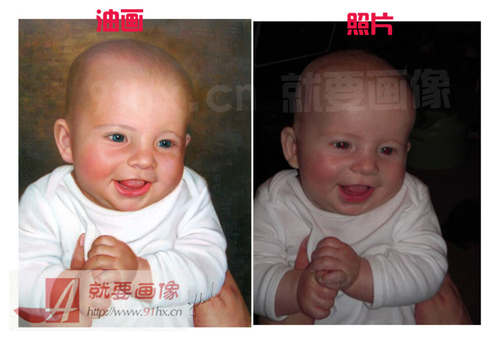 人物油画定制，把小孩的照片画成油画