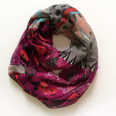 复古巴厘纱波西米亚异国风紫色系文艺薄款长款围巾脖套