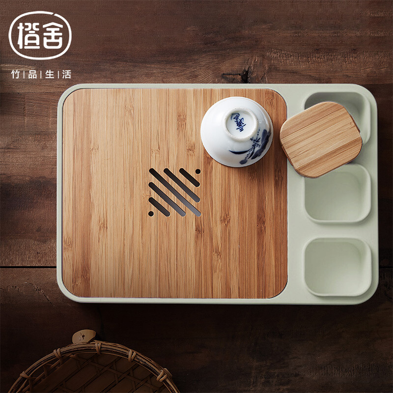 #茶盤#【橙舍】偷閑·茶盤：創(chuàng)意竹纖維茶盤茶道套裝 功夫茶具儲水式茶果盤 竹產(chǎn)品/竹制品 創(chuàng)意家具/家居 竹 生活 原創(chuàng) -----美好的下午么么茶時光！