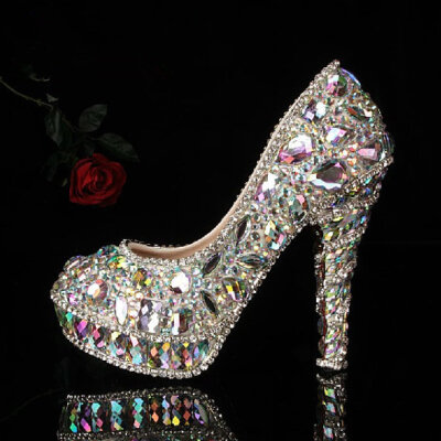 #水晶婚鞋# #新娘婚鞋#2014 Handmade bling wedding shoes,bridal shoes,bridesmaid shoes,crystal high-heeled shoes 曦 @晨曦小径