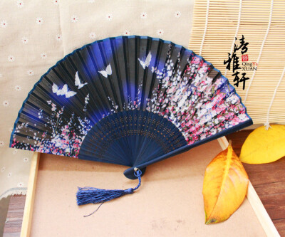 中国风真丝女扇子 高档礼品扇 日式和风扇