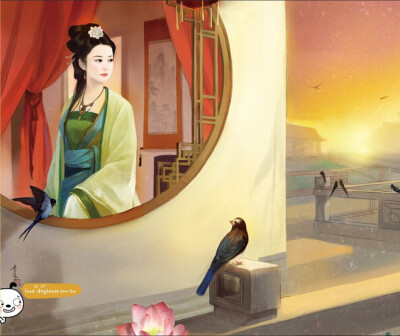 「 潇梦璃月 」. 红霞一缕映廊檐。