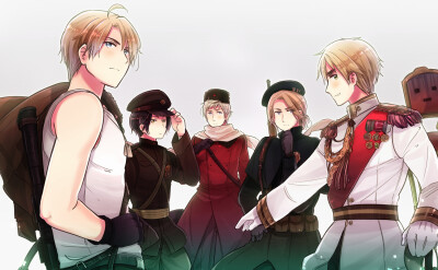 黑塔利亚 APH Axis Powers- Hetalia 联五（美 中 俄 法 英） 壁纸 Pixiv Id=2851264 ЯD【 ジン】