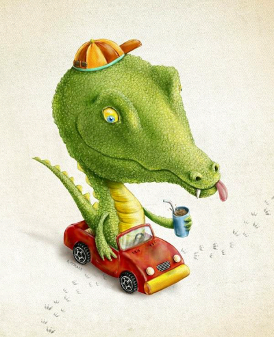 呆萌呆萌的大头动物，来自插画师Renato Moraes 。