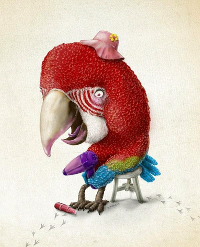 呆萌呆萌的大头动物，来自插画师Renato Moraes 。