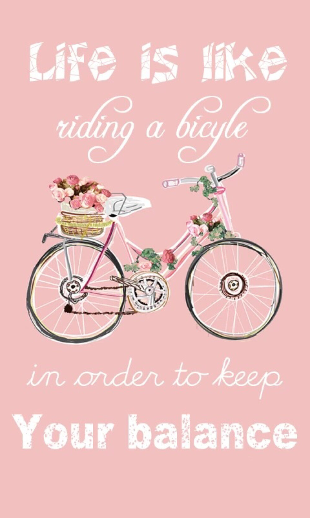 壁纸可爱粉色自行车英文