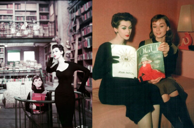 Audrey Hepburn and Dovima in Funny Face, 1957年。