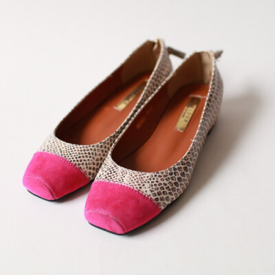 春韩国女鞋蛇纹平底芭蕾单鞋浅口皮鞋