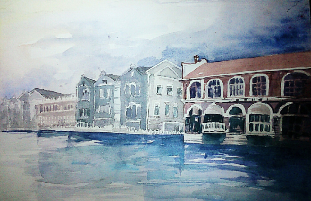 水彩风景手绘建筑