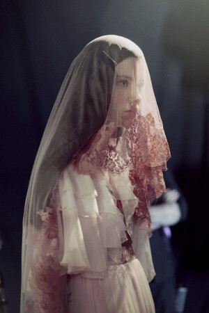 Backstage at Meadham Kirchhoff Fall 2014.