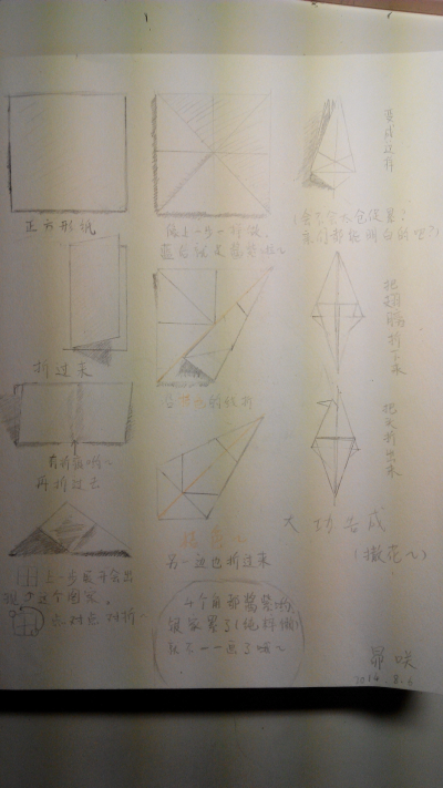 自己画的千纸鹤教程～不喜勿喷哟