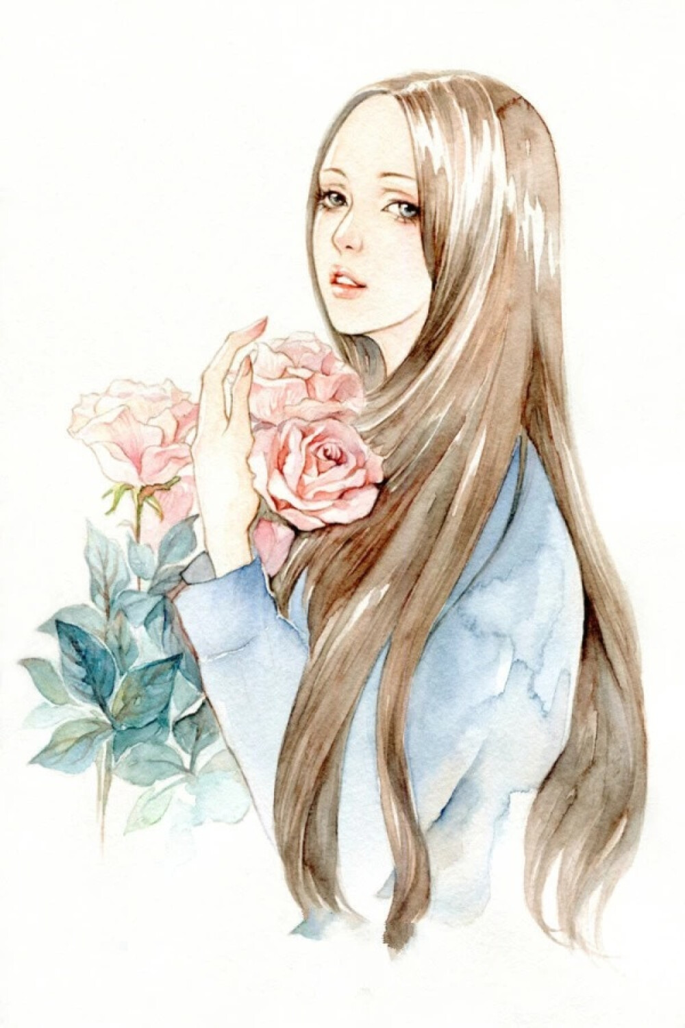 唯美壁纸，水彩插画