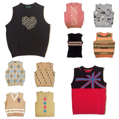 vintage复古针织背心休闲日韩原宿马甲2