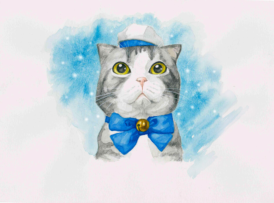 妈妈说当有人给自己画喵像时，表情要严肃认真点~！