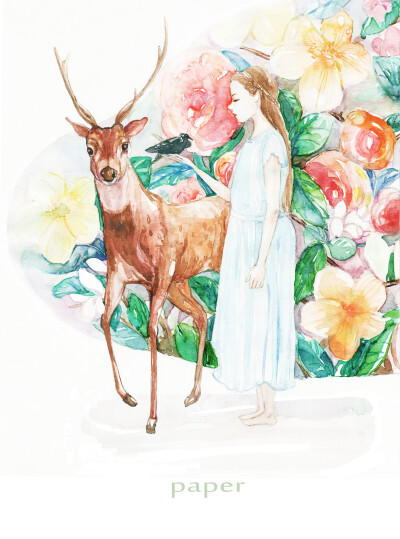 deer and flower