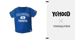 由石川凉主理的日本街头时装品牌 VANQUISH 也带来最新联名系列Tee, 设计迎合更多年轻人的喜好，简洁舒适的款式，采用品牌经典的logo元素，却别具创新的镜像对称表现手法，这和中国传统“倒福”的概念不谋而合，袖口精致的YO’HOOD刺绣logo也增添了更多的细节。