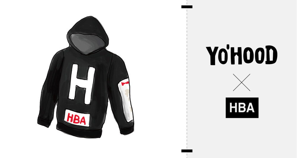 来自美国纽约的高街品牌 Hood By Air（HBA） 近年来炙手可热, 此番HBA x YO’HOOD 限量款卫衣将于2014年度YO’HOOD潮流展上正式推出，产品保留经典的设计风格，大面积的色块元素与字母印花相信喜欢HBA的朋友一定非常熟悉，经典的连帽卫衣款式也是必备的潮流单品，喜欢的朋友不可错过。