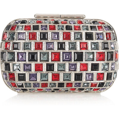 Jimmy Choo Claire silver-tone brass and crystal clutch