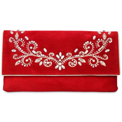 CASADEI Swarovski Embroidered Suede Clutch