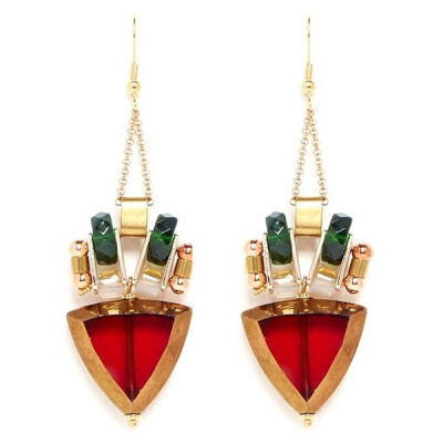 Scho Triangle glass bead drop earrings