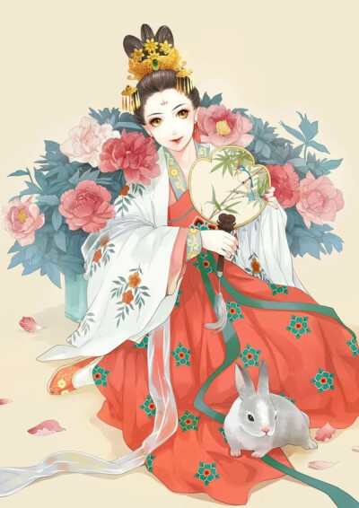 彼岸花。手绘，古风，美人。