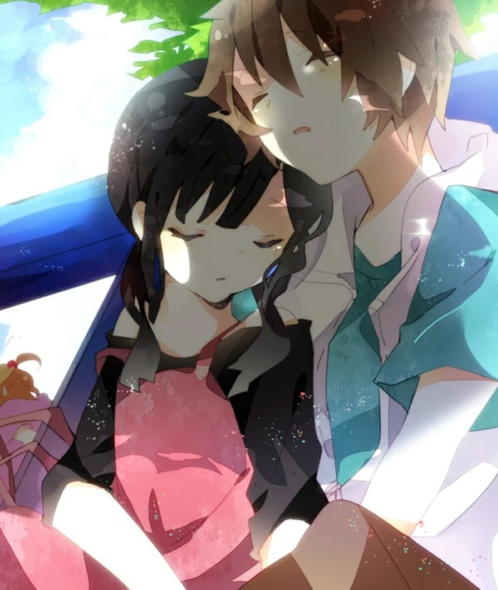 情侣恋人动漫依靠