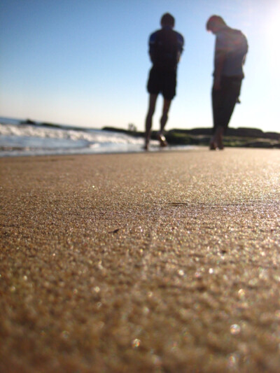 Walking on the beach.