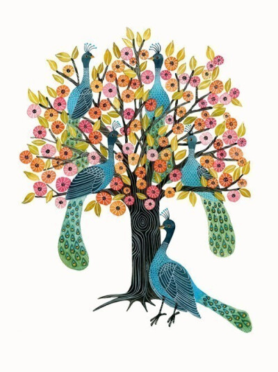 墨西哥插画家Geninne D Zlatkis，除了画画，她制作木雕，刺绣，作品内容大多是各种各样的小鸟。 Geninne D Zlatkis的工作室及创作过程和作品