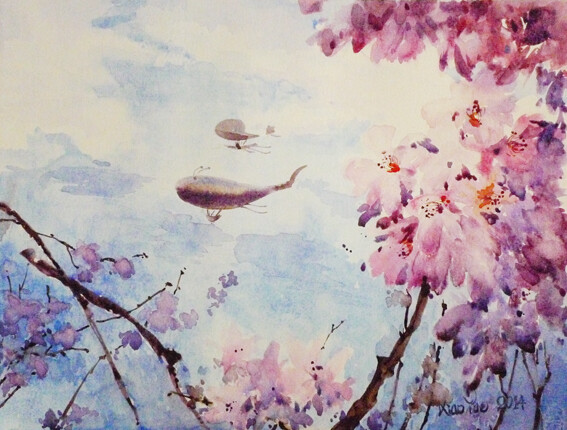 花间飞船 水彩画 http://shop113662206.taobao.com/