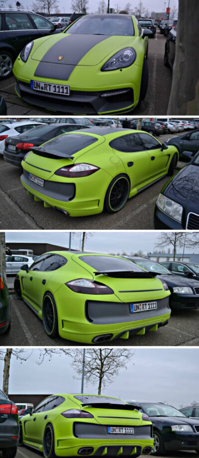 荷兰实拍亚光绿保时捷Panamera Turbo