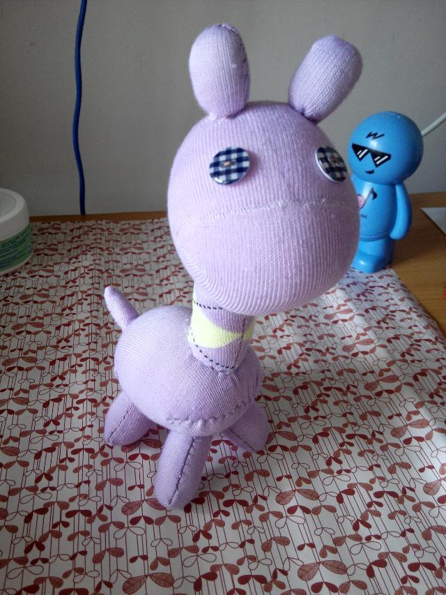 袜子娃娃紫色长颈鹿可爱