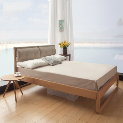 及木家具 现代简约时尚榉木白橡木1.5 1.8米床全实木双人床CC002