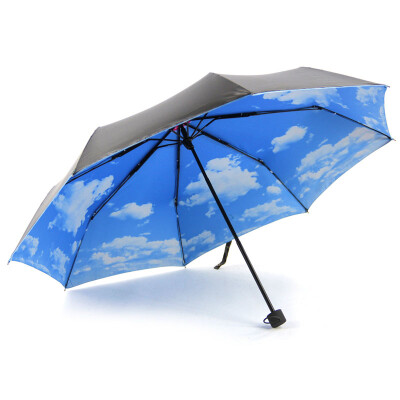 cmon 蓝天白云创意伞 叠伞黑胶防晒伞 太阳伞遮阳伞 晴雨伞