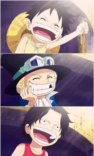 动漫 海贼王 ONEPIECE 壁纸 三兄弟小时候 艾斯 萨博 路飞❤同一样的笑容～