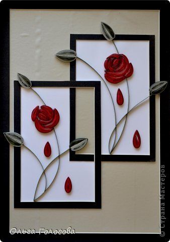 Pictura murala desen quilling ROSES și lacrimi bandă Hârtie foto 1