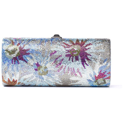 Pre-Owned Judith Leiber Multicolor Flowers Airstream Miniaudiere Cryst...