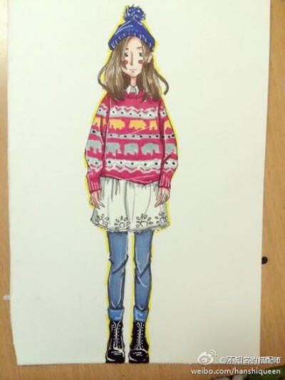 好漂亮的服装搭配手绘图。