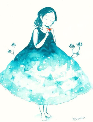 - 水彩色调调的冷色系治愈少女~