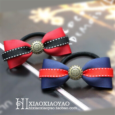 蝴蝶结发饰 红色系 学院风