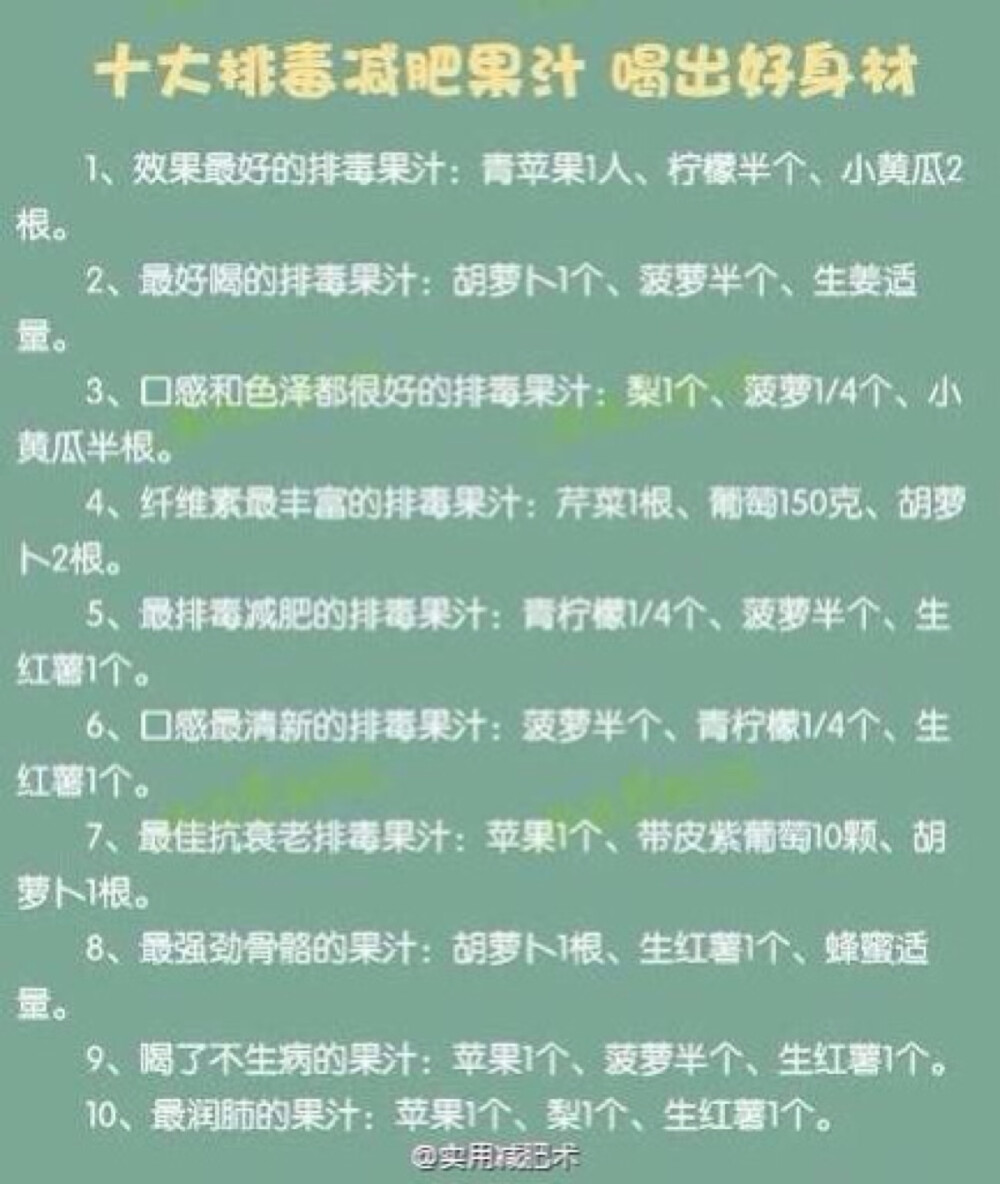 十大排毒减肥果汁