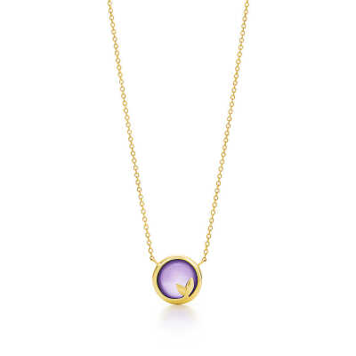 Paloma Picasso® Olive Leaf pendant in 18k gold with an amethyst. Tiffany &amp;amp; Co.