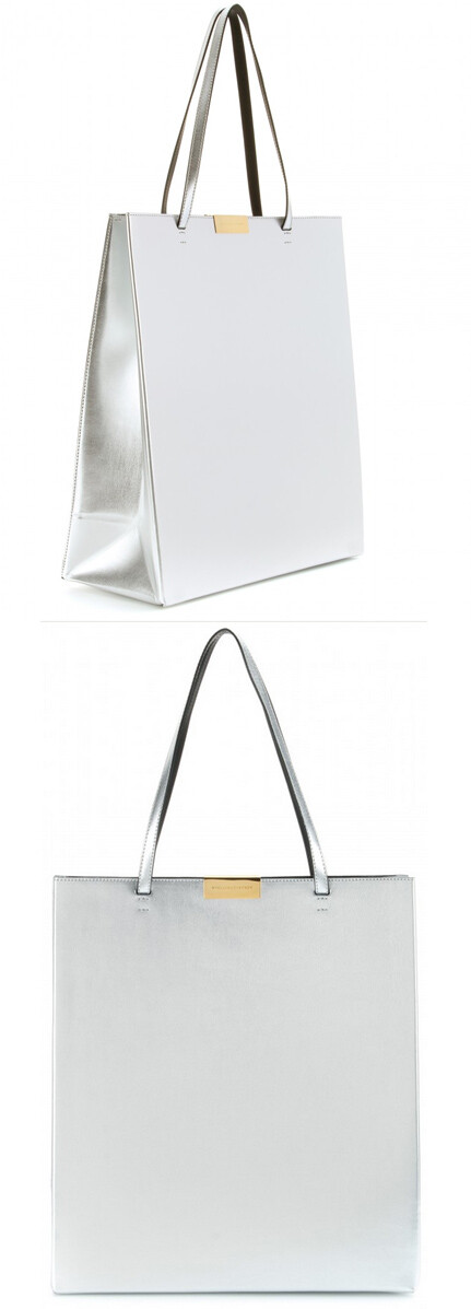 Beckett faux metallic-leather tote 像购物袋