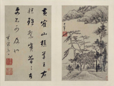 董其昌《山水画册》为其中年山水精品，现藏北京故宫博物院，共十开，每开品评前代大师，仿其笔意，用书法作画，尤以其擅长的行书笔意融于画中，深得各家精髓，出入各家画法，自在无碍。笔墨松秀含蓄，灵逸潇洒，富有…