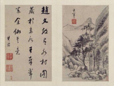 董其昌《山水画册》为其中年山水精品，现藏北京故宫博物院，共十开，每开品评前代大师，仿其笔意，用书法作画，尤以其擅长的行书笔意融于画中，深得各家精髓，出入各家画法，自在无碍。笔墨松秀含蓄，灵逸潇洒，富有…