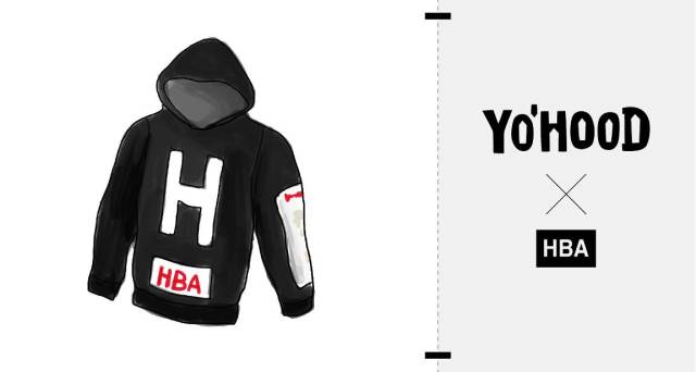 2、HBA： 来自美国纽约的高街品牌 Hood By Air 近年来炙手可热, 而此番与国内顶尖潮流平台合作推出的HBA x YO’HOOD 限量款卫衣将于2014年度YO’HOOD潮流展上正式推出，产品保留经典的设计风格，大面积的色块元素与字母印花相信喜欢HBA的朋友一定非常熟悉，经典的连帽卫衣款式也是必备的潮流单品，喜欢的朋友不可错过。