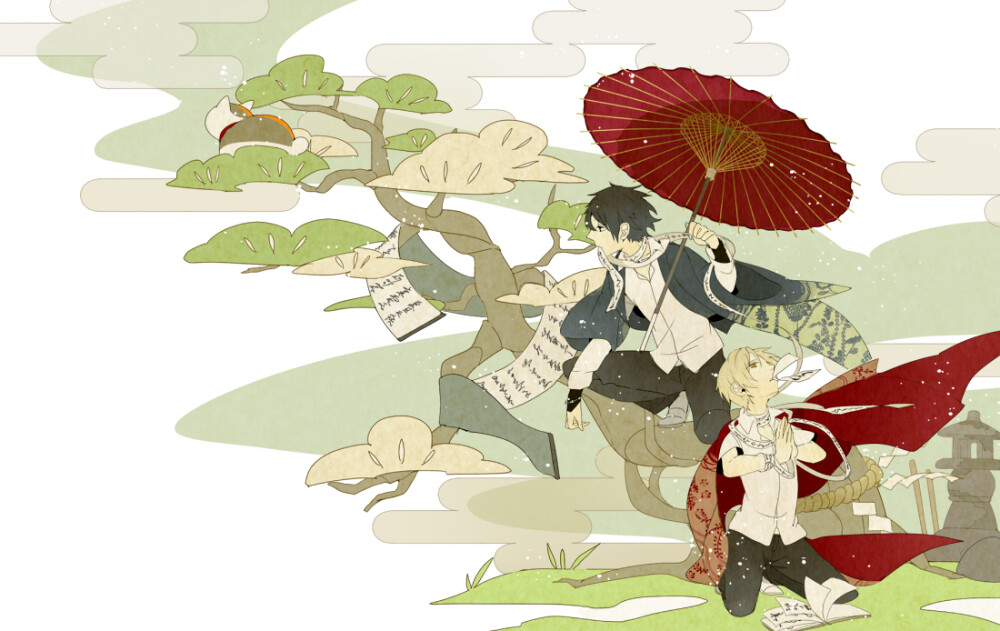 夏目友人帐,动漫动画,插图手绘彩绘,猫咪老师