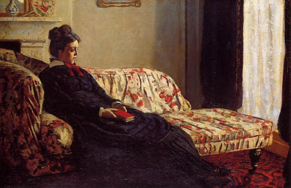 卡米勒在沙发上沉思18701871年莫奈